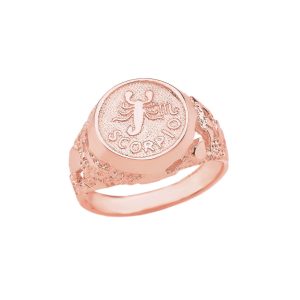 Scorpio Zodiac Nugget Ring in 9ct Rose Gold