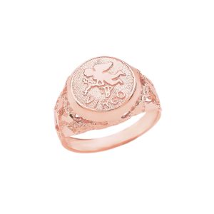 Virgo Zodiac Nugget Ring in 9ct Rose Gold