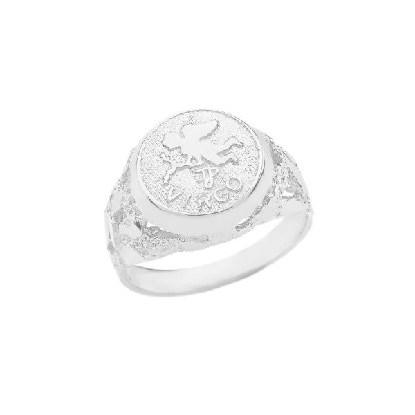 Virgo Zodiac Nugget Ring in 9ct White Gold