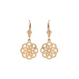 Sleek Floral Knot Drop Earrings in 9ct Gold