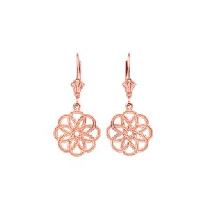 Sleek Floral Knot Drop Earrings in 9ct Rose Gold