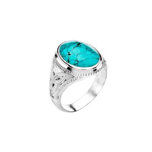 Turquoise Trinity Knot Ring in Sterling Silver