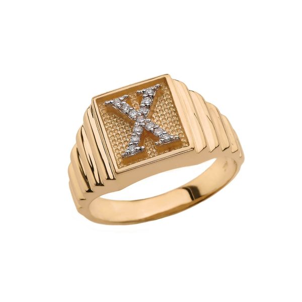 Men's Letter X Diamond Ring in 9ct Gold