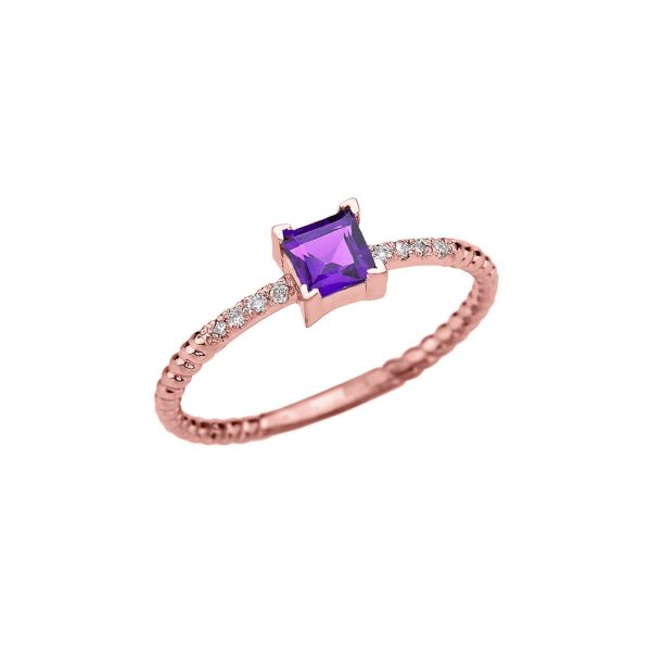 Amethyst Simple Gemstone Ring in 9ct Rose Gold