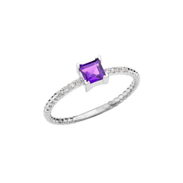 Amethyst Simple Gemstone Ring in 9ct White Gold