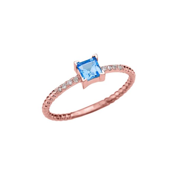 Blue Topaz Simple Gemstone Ring in 9ct Rose Gold