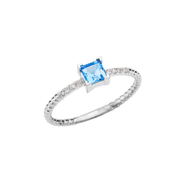 Blue Topaz Simple Gemstone Ring in 9ct White Gold