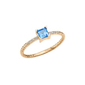 Blue Topaz Simple Gemstone Ring in 9ct Gold