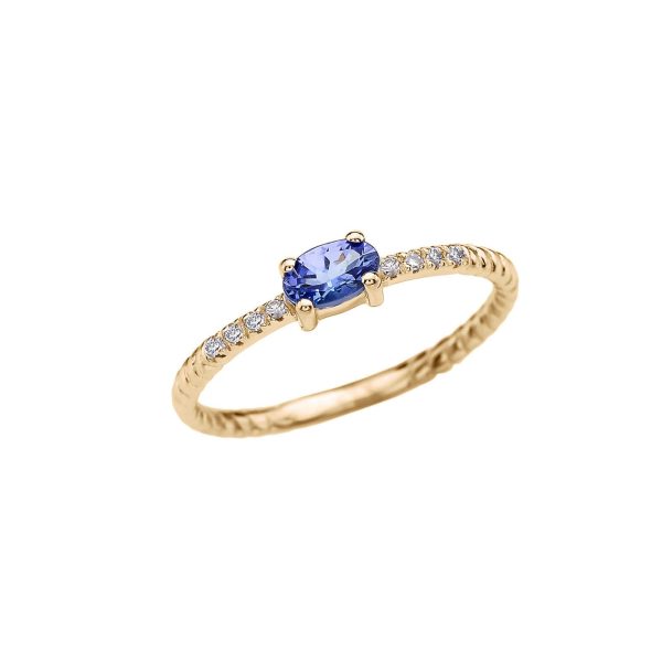 Tanzanite Minimalist Gemstone Stackable Rope Ring in 9ct Gold