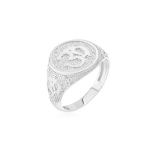 Men's Om Symbol Harmony Ring in 9ct White Gold