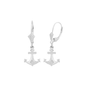 Nautical Anchor Drop Earrings in Sterling Silver