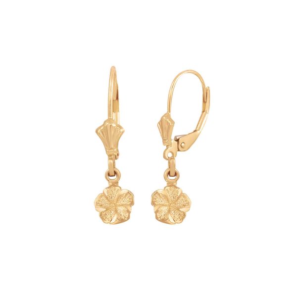 Tropical Hibiscus Drop Earrings in 9ct Gold