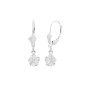 Tropical Hibiscus Drop Earrings in 9ct White Gold