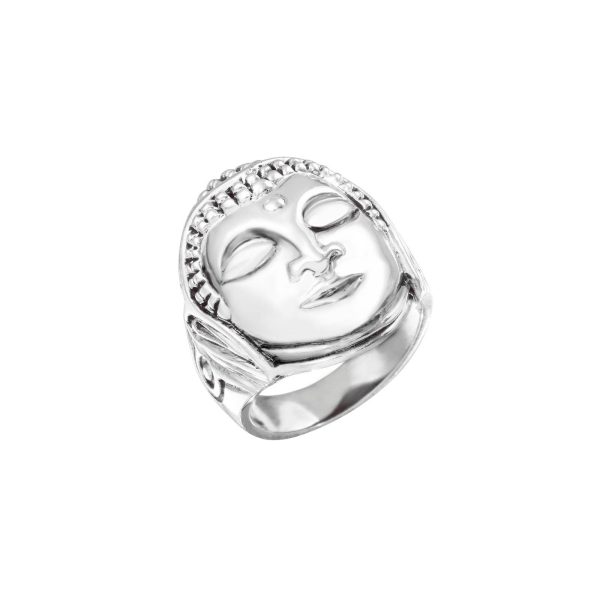 Men's Tibetan Buddha Head Ring in Sterling Silver