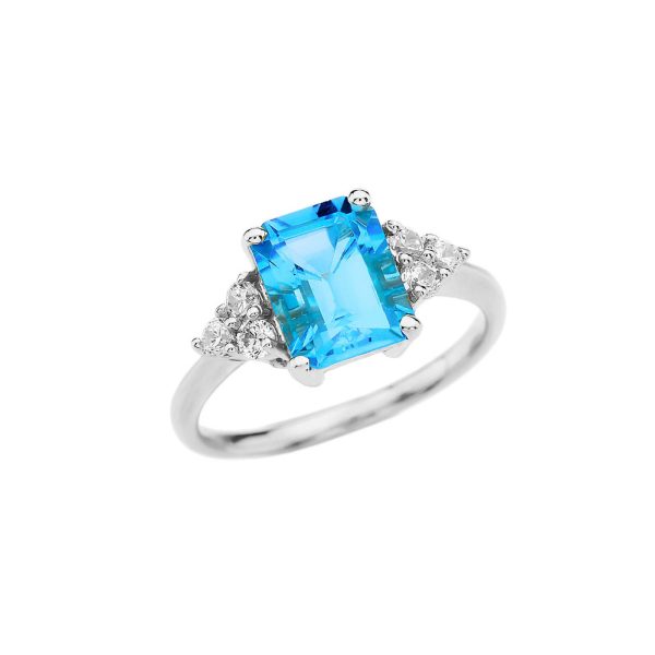 White Topaz & Blue Topaz Embellished Gemstone Ring in 9ct White Gold