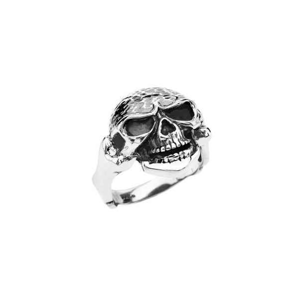 Men's Bone Shaped Design Skull Ring in Sterling Silver