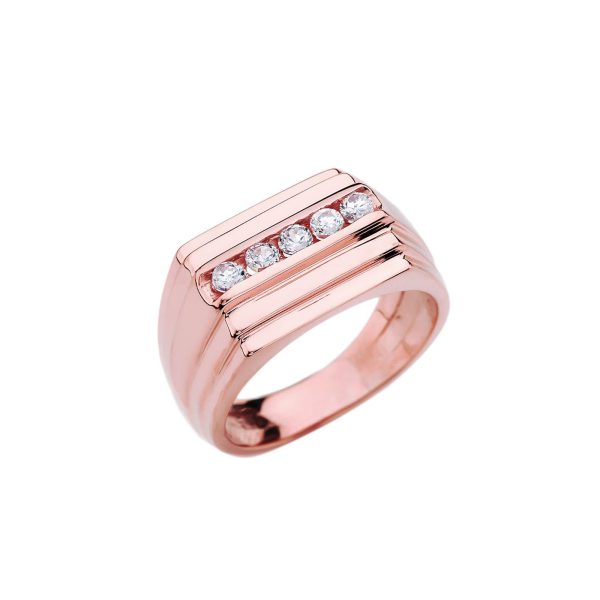 Men's Diamond Embellished Channel Ring in 9ct Rose Gold