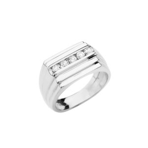 Men's Diamond Embellished Channel Ring in 9ct White Gold