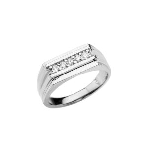 Men's Diamond Bar Ring in 9ct White Gold