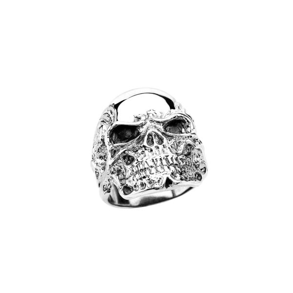 Men's Skull Wide Cast Ring in Sterling Silver