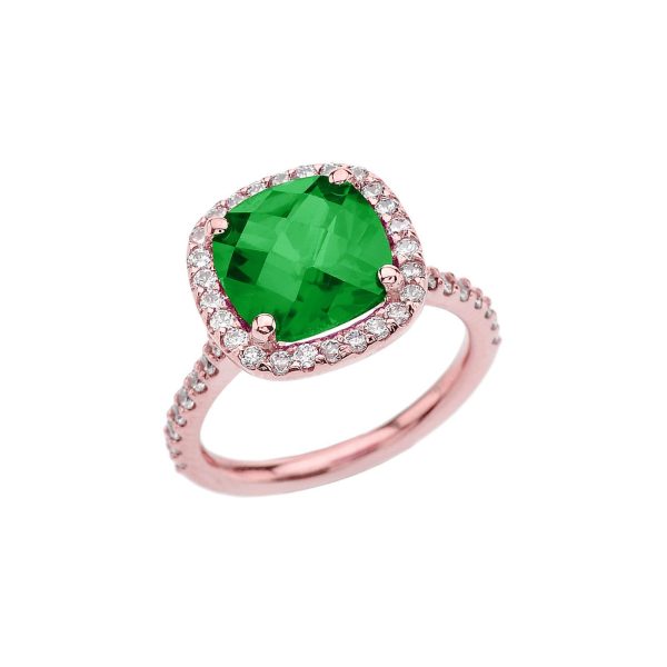 Emerald Chequerboard Ring in 9ct Rose Gold