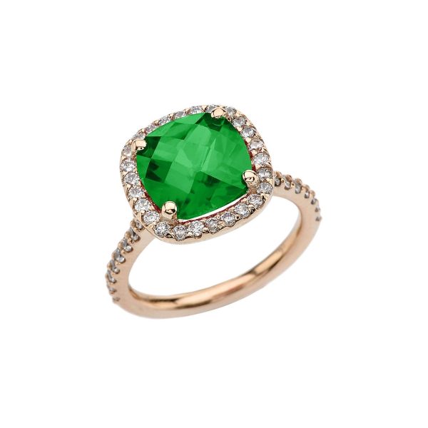 Emerald Chequerboard Ring in 9ct Gold