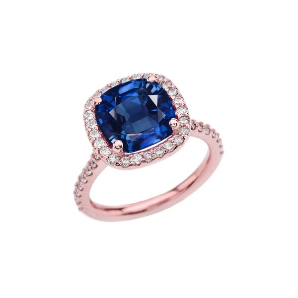 Sapphire Chequerboard Ring in 9ct Rose Gold