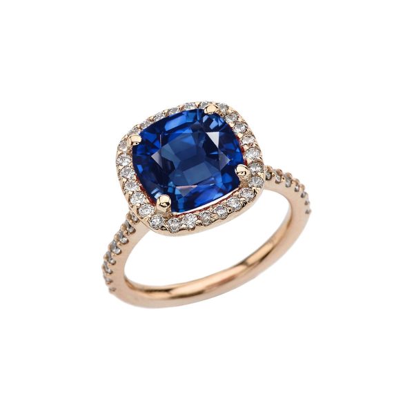 Sapphire Embellished Halo Gemstone Ring in 9ct Gold