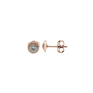 Diamond Mini Detailed Round Stud Earrings in 9ct Rose Gold