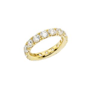 White Topaz Gemstone Eternity Ring in 9ct Gold