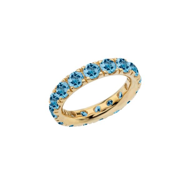 Blue Topaz Gemstone Eternity Ring in 9ct Gold