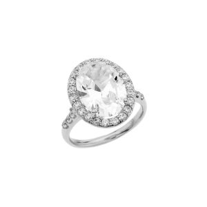 CZ Centre Stage Halo Engagement Ring in 9ct White Gold