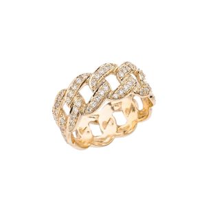 Diamond Cuban Chain Design Ring in 9ct Gold