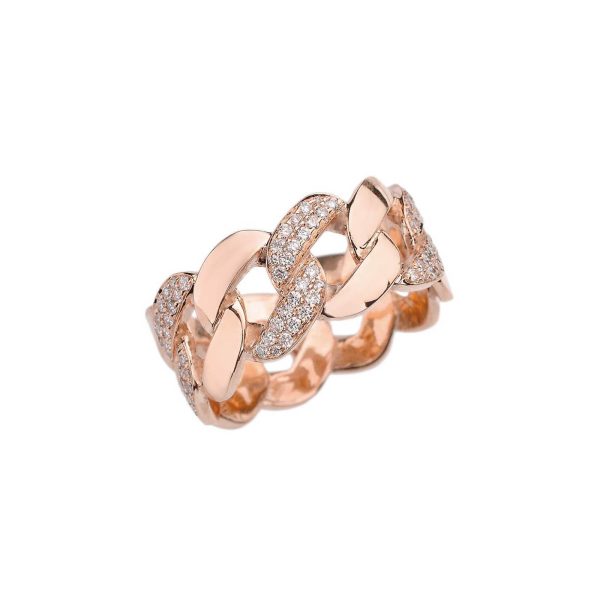 Men's Diamond Chain Design Ring in 9ct Rose Gold