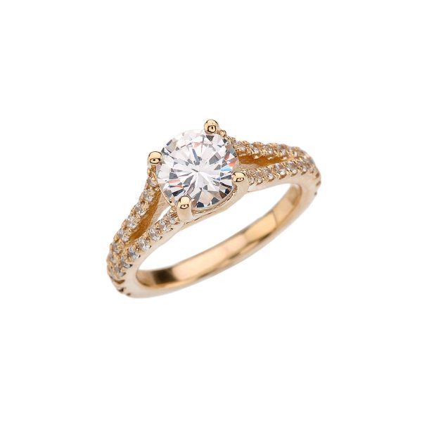 CZ Double Band Engagement Ring in 9ct Gold