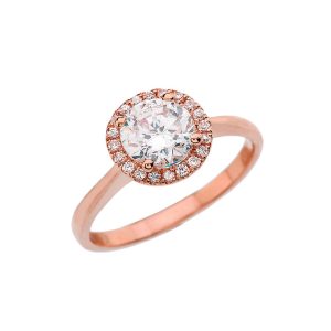 White Topaz Ring in 9ct Rose Gold