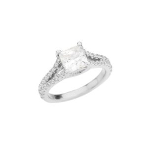 CZ Double Band Engagement Ring in 9ct White Gold