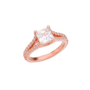 Diamond Double Band Engagement Ring, 2.5 ct in 9ct Rose Gold