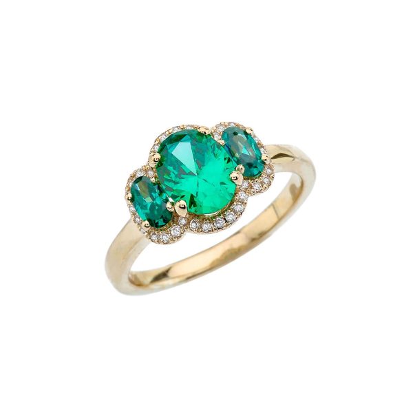 Emerald Three-Stone Ring in 9ct Gold