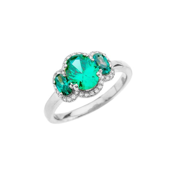 Emerald Three-Stone Ring in 9ct White Gold