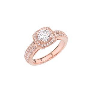 White Topaz Divine Halo Wide Band Ring in 9ct Rose Gold