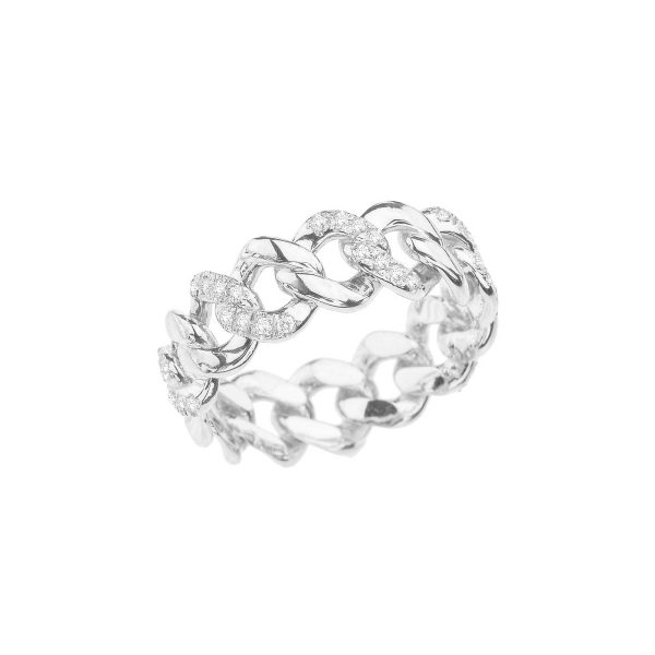 Diamond Cuban Ring in 9ct White Gold