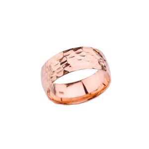 Hammered Band Wedding Ring in 9ct Rose Gold