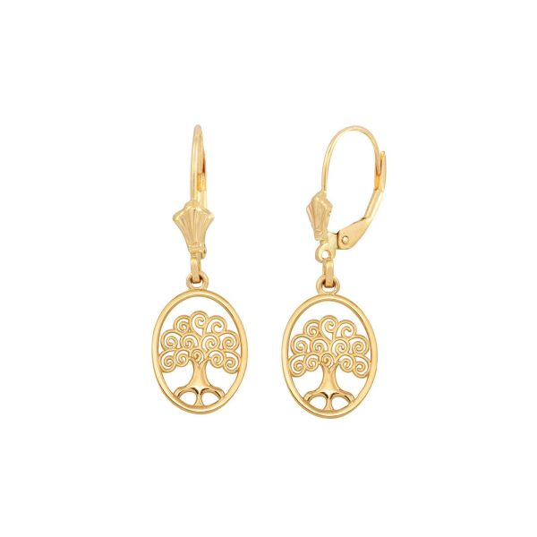 Swirling Tree of Life Drop Earrings in 9ct Gold