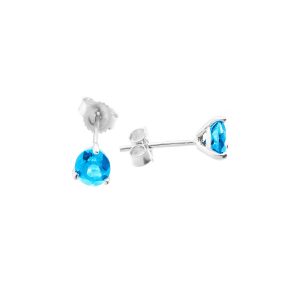 Blue Topaz Martini Gemstone Stud Earrings in 9ct White Gold