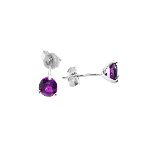 Amethyst Martini Gemstone Stud Earrings in 9ct White Gold