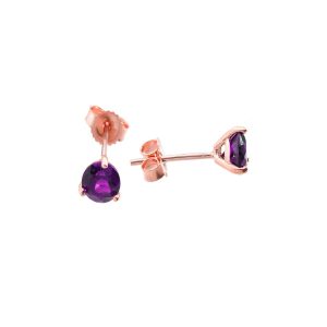 Amethyst Martini Gemstone Stud Earrings in 9ct Rose Gold