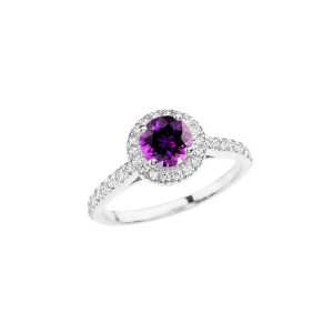 Amethyst Karma Halo Gemstone Ring in 9ct White Gold