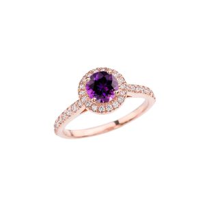 Amethyst Karma Halo Gemstone Ring in 9ct Rose Gold