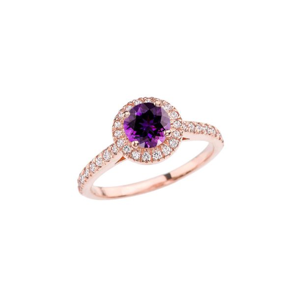 Amethyst Karma Halo Gemstone Ring in 9ct Rose Gold